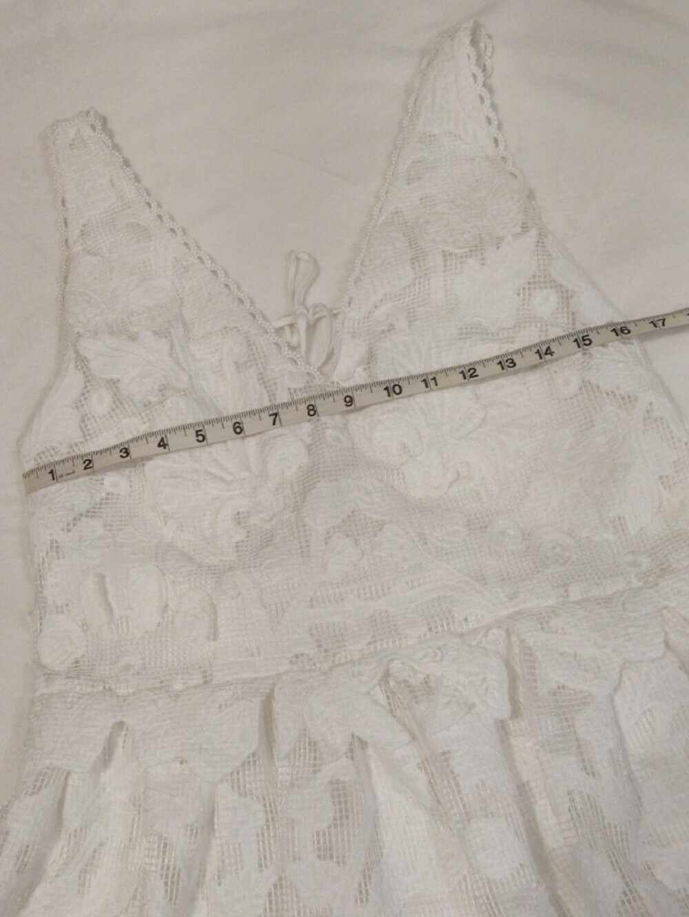 Anthropologie White Top with Subtle Red Stitch Detail - Picture 3 of 15